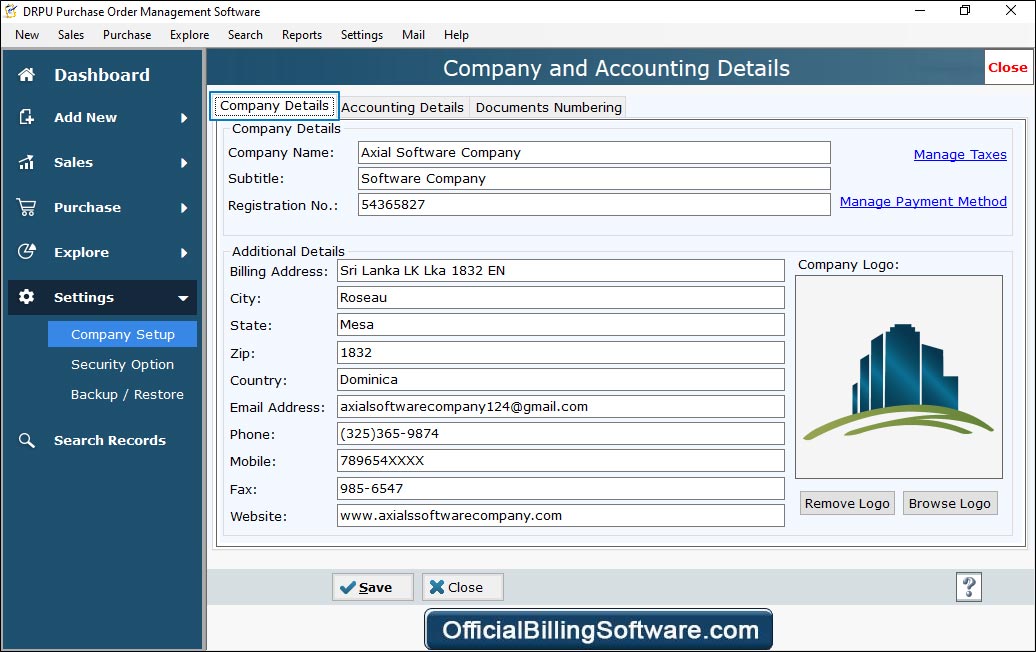 Company Accounting Detailes