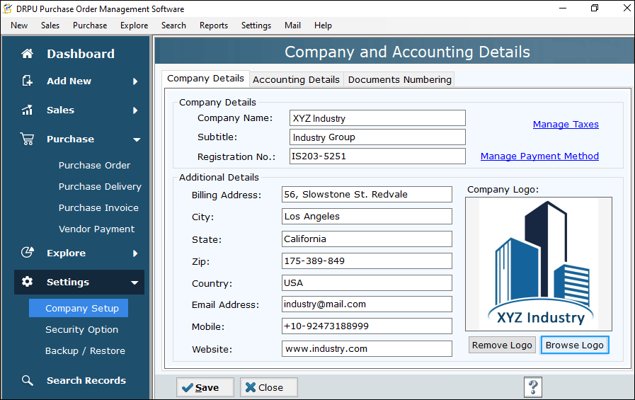 Company Accounting Detailes